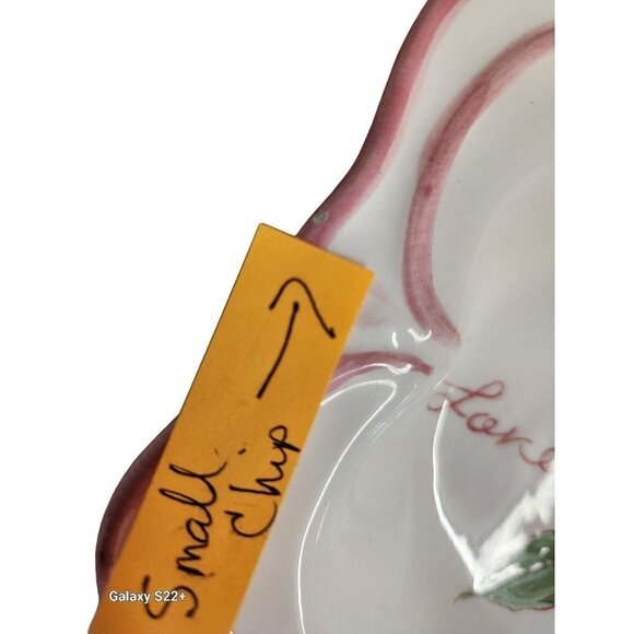 Seymour Mann Hand Painted Love Floral Rose Pink Edge Serving Tray Appx 17.5 x 8. - Picture 10 of 14